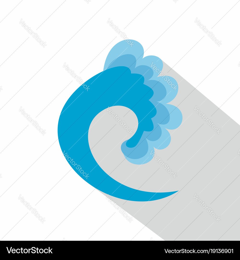 Wave ocean icon flat style Royalty Free Vector Image