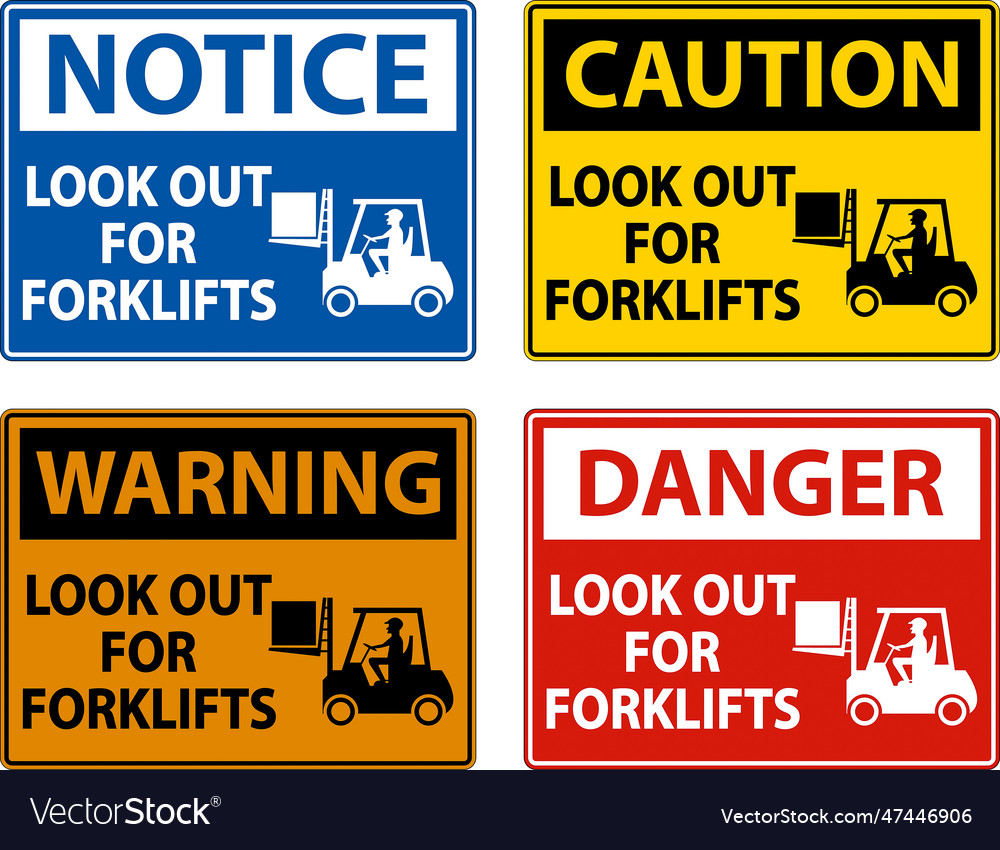 2-way look out for forklifts sign on white