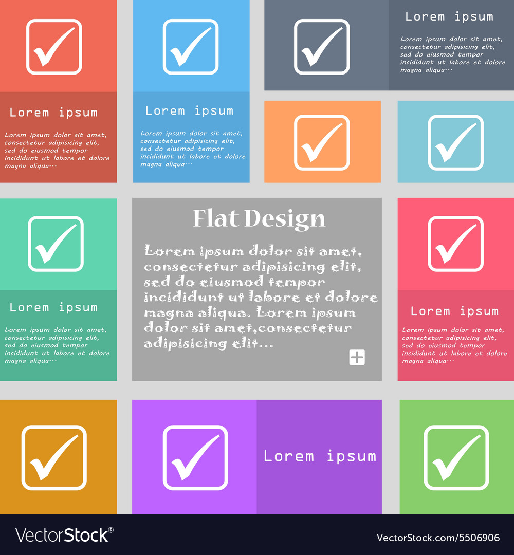 A check mark icon sign set of multicolored buttons
