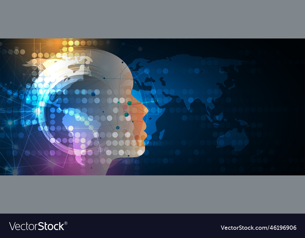 Artificial intelligence technology web background vector image Artificial intelligence technology web background