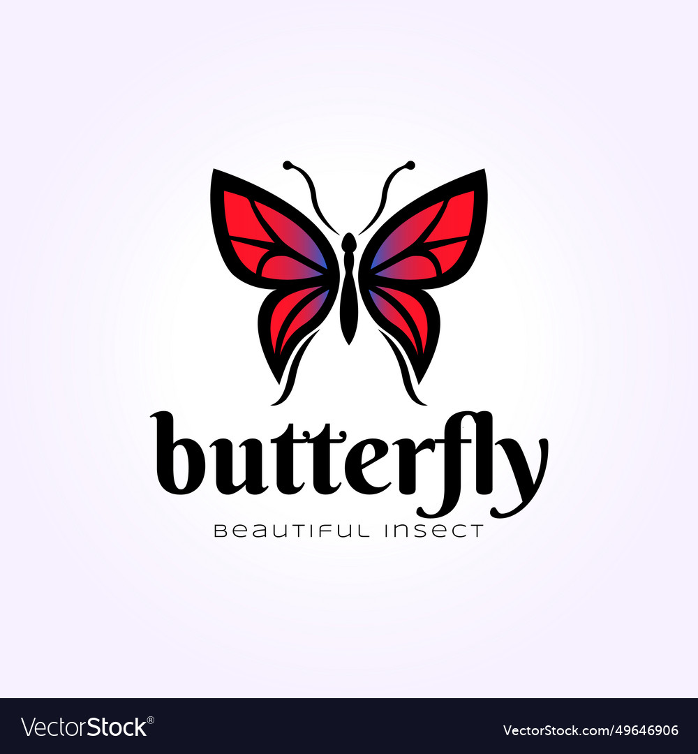 Beautiful butterfly logo vintage icon beauty Vector Image