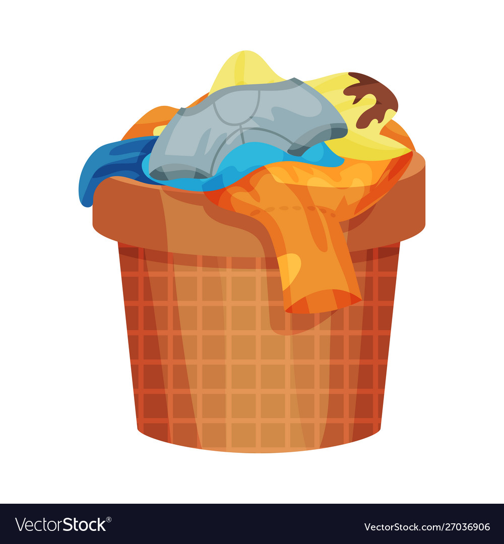 Brown basket with dirty linen Royalty Free Vector Image