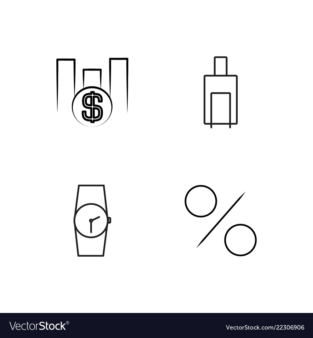 Business simple outlined icons set