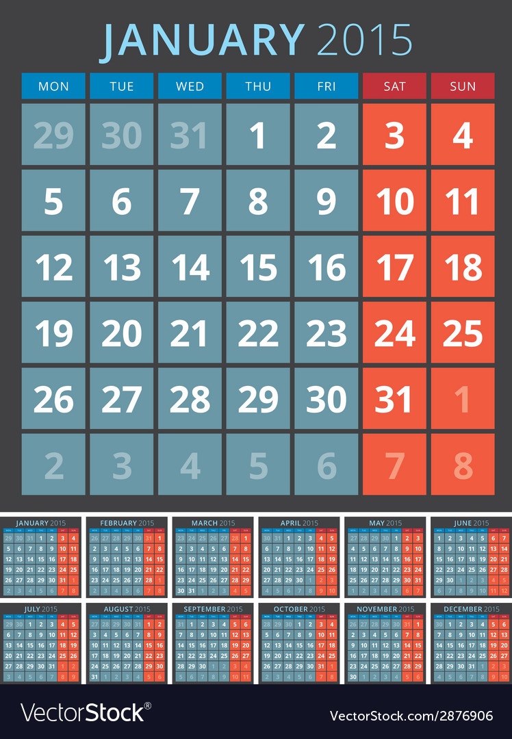 Calendar planner 2015 template week starts monday