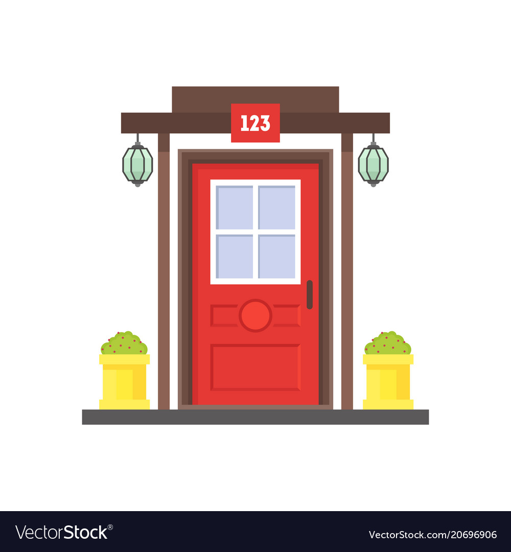 Cartoon Red Front Door