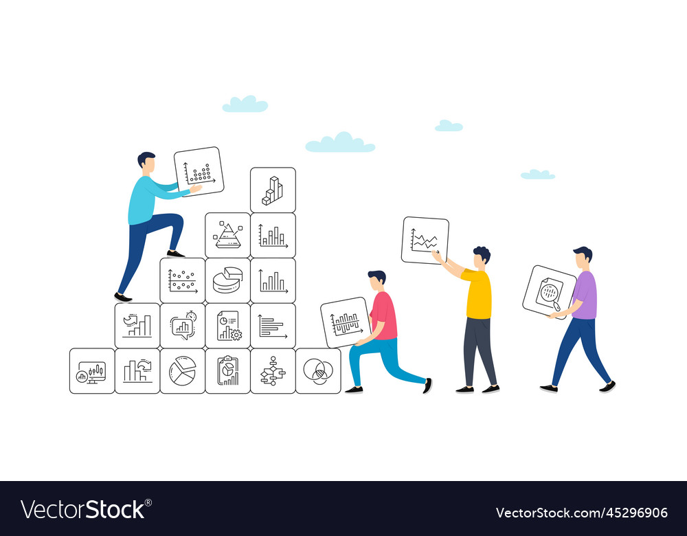 Charts and diagrams line icons set of 3d chart vector image Charts and diagrams line icons set of 3d chart