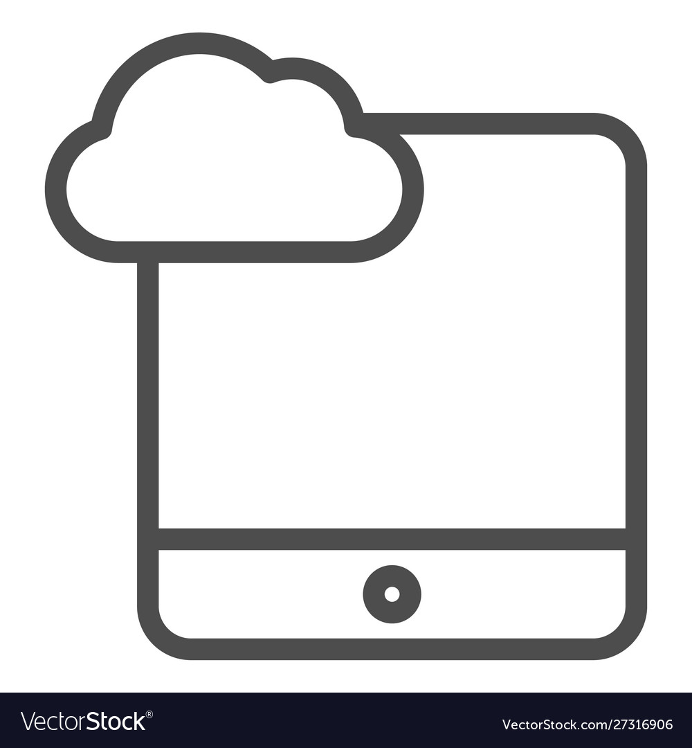 Cloud computing on tablet line icon digital Vector Image Cloud computing on tablet line icon digital