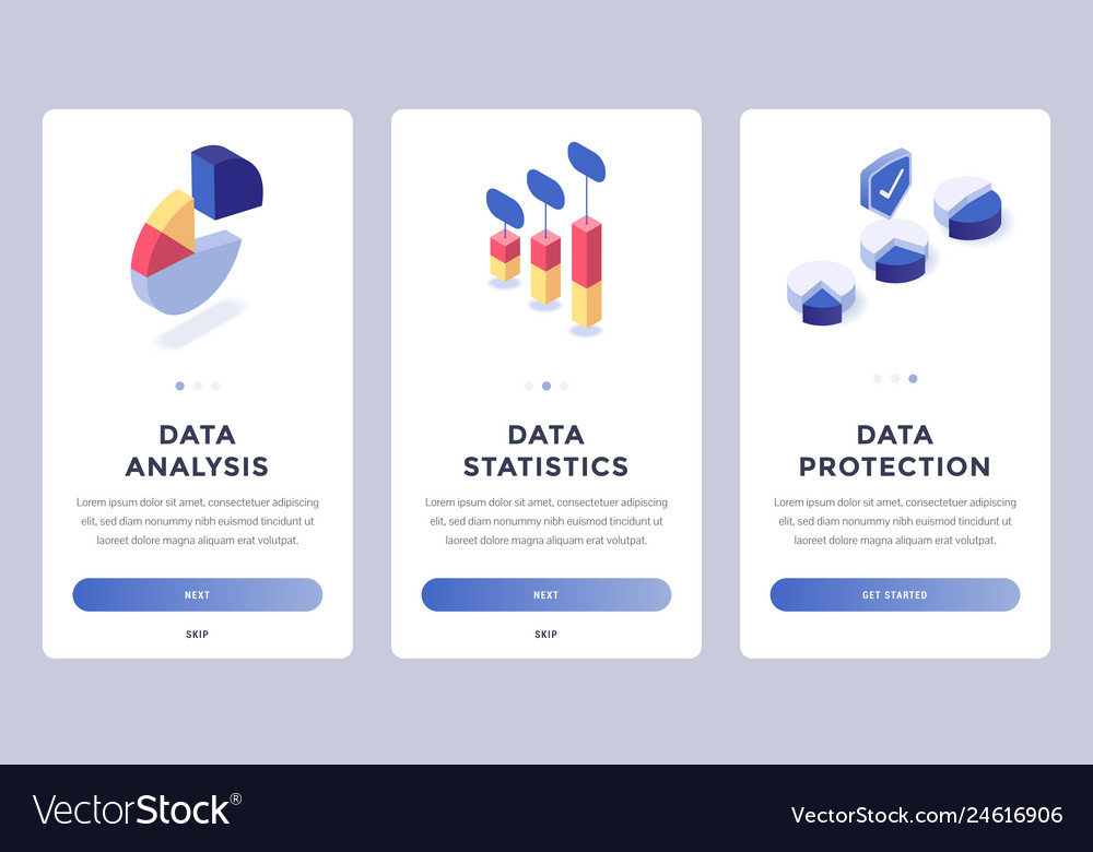 Data mobile website pages set vector image Data mobile website pages set