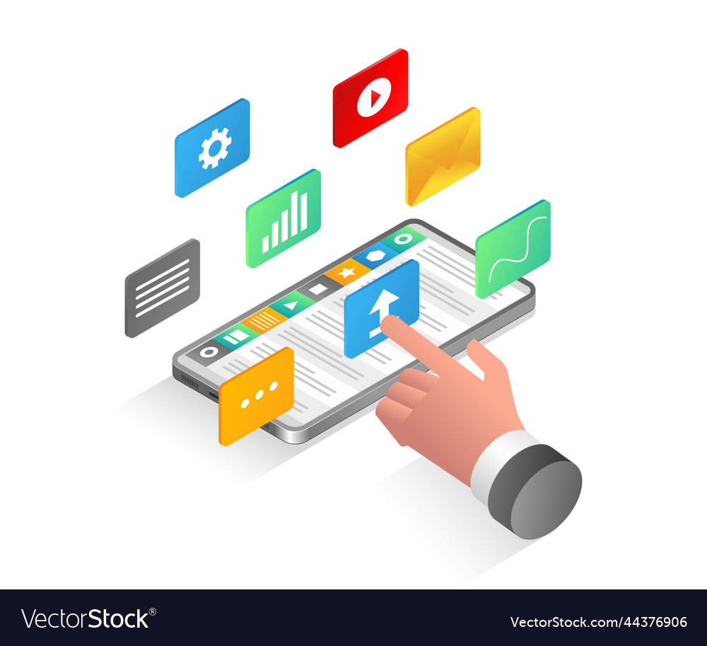 Flat isometric concept easy to use interface Vector Image Flat isometric concept easy to use interface