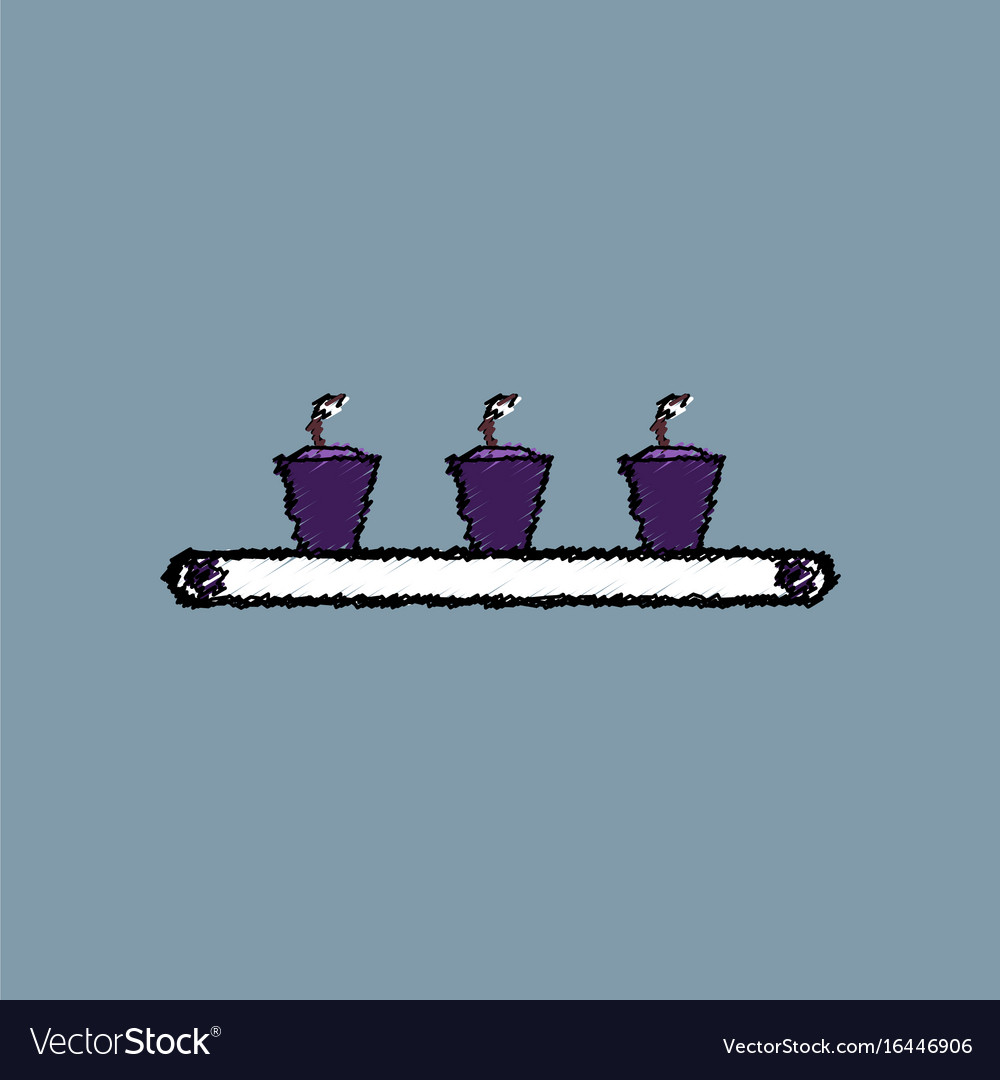 Flat shading style icon flowerpots on shelf