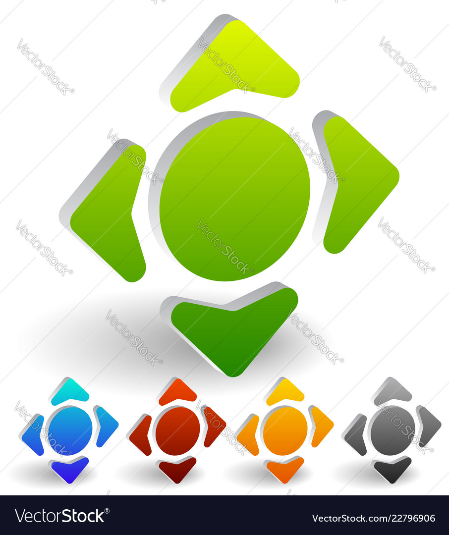Four way arrow button with arrows
