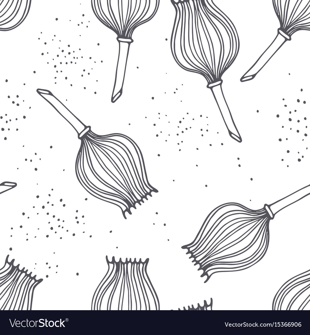 Hand drawn outline seamless pattern with poppy