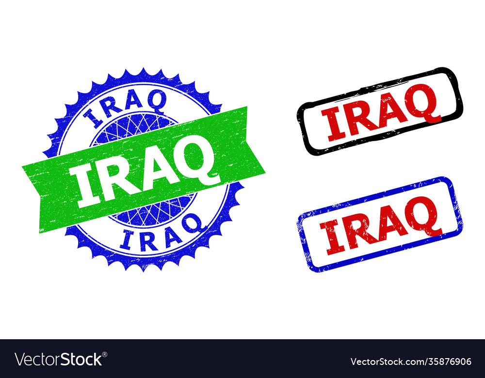 Iraq Rosette And Rectangle Bicolor Seals Vector Image