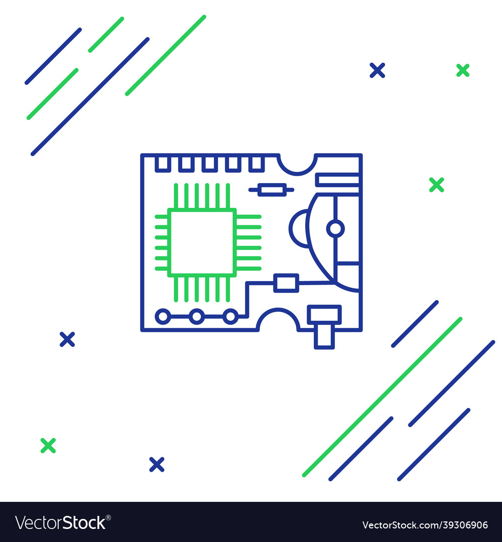 Line printed circuit board pcb icon isolated Vector Image