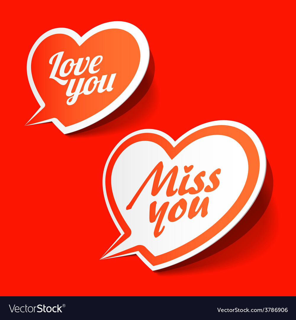 Love you and miss you heart shaped bubbles Vector Image