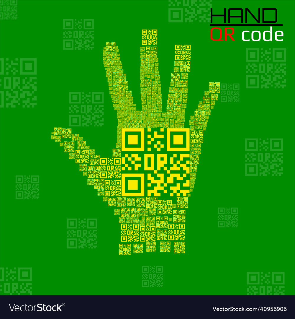 Qr code hand silhouette human hand with code Vector Image