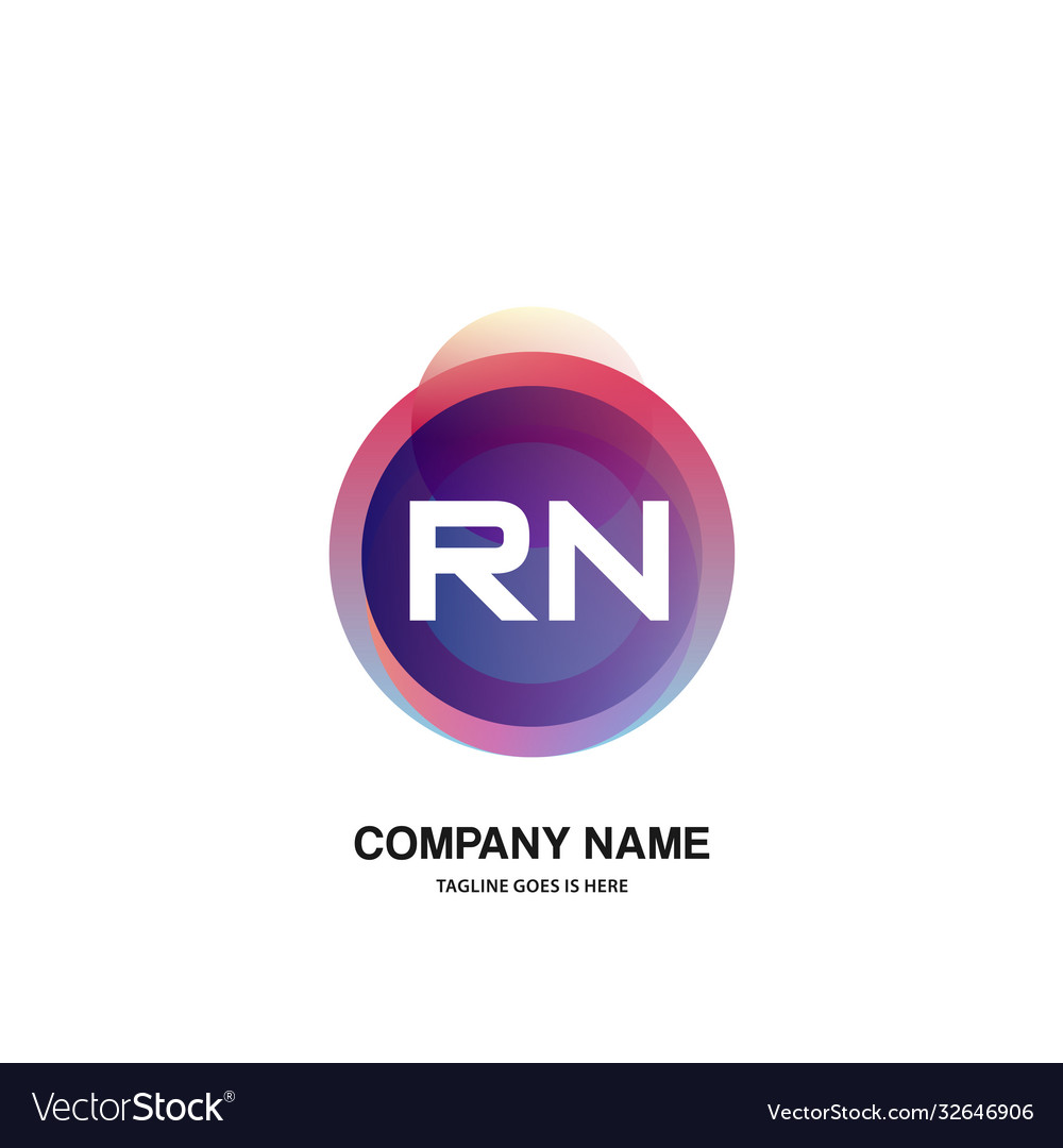 Rn initial logo with colorful circle template Vector Image Rn initial logo with colorful circle template