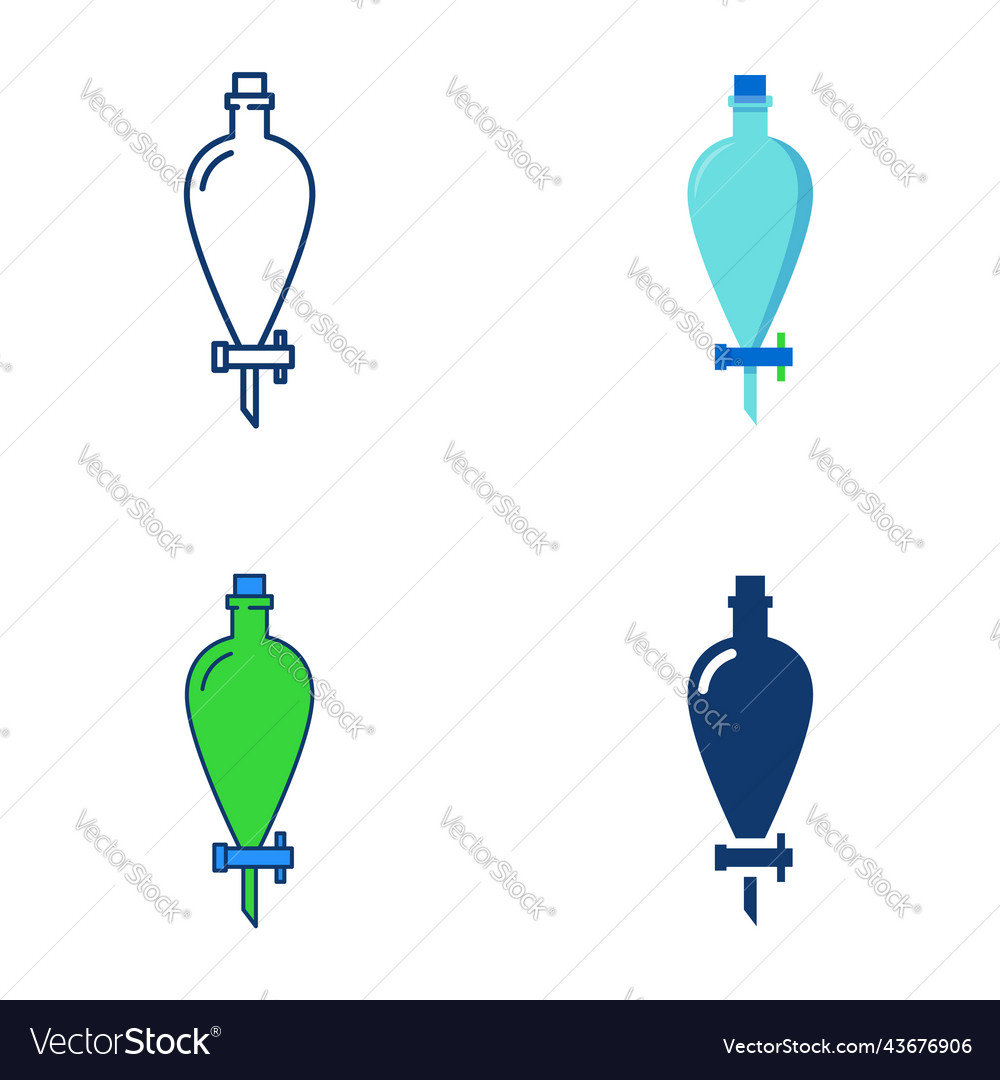 Separating funnel icon set in flat and line style