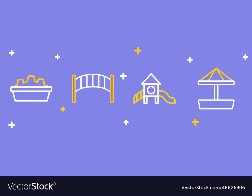 Set line sandbox with sand slide playground vector image Set line sandbox with sand slide playground