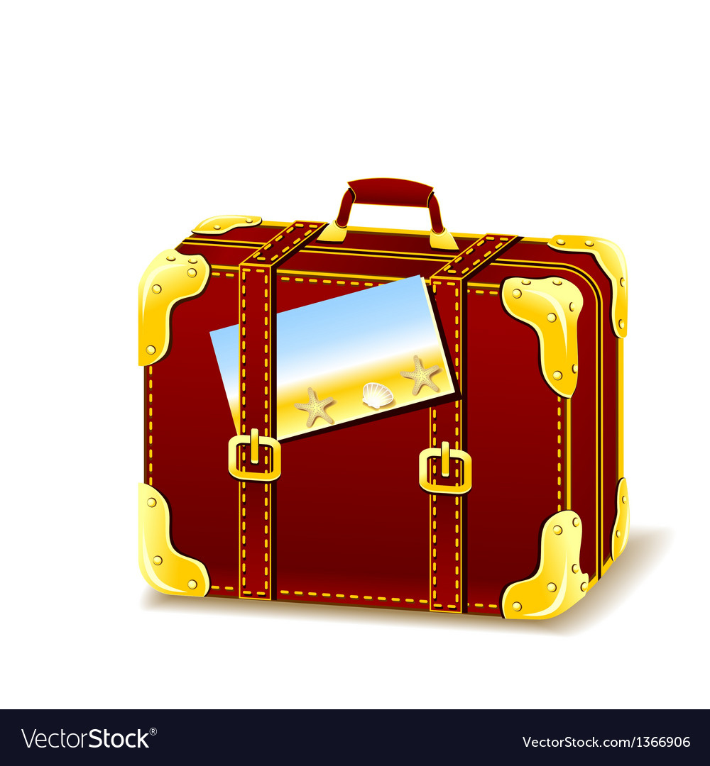 Suitcase for summer isolated with flyer