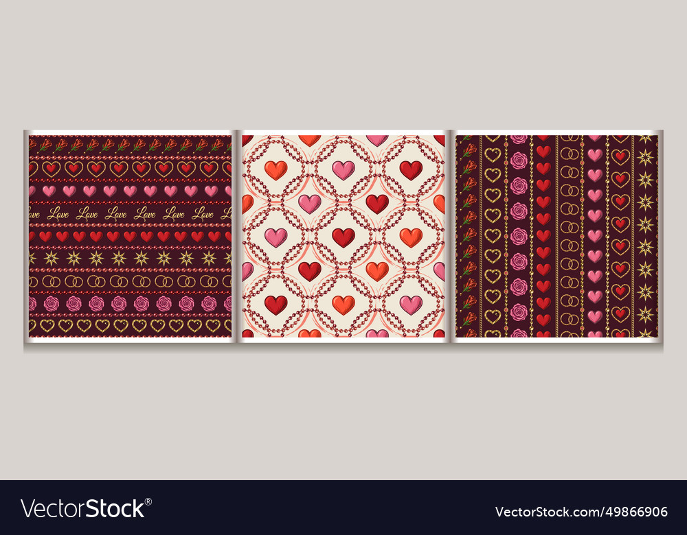 Valentines day patterns with holiday objects Vector Image Valentines day patterns with holiday objects