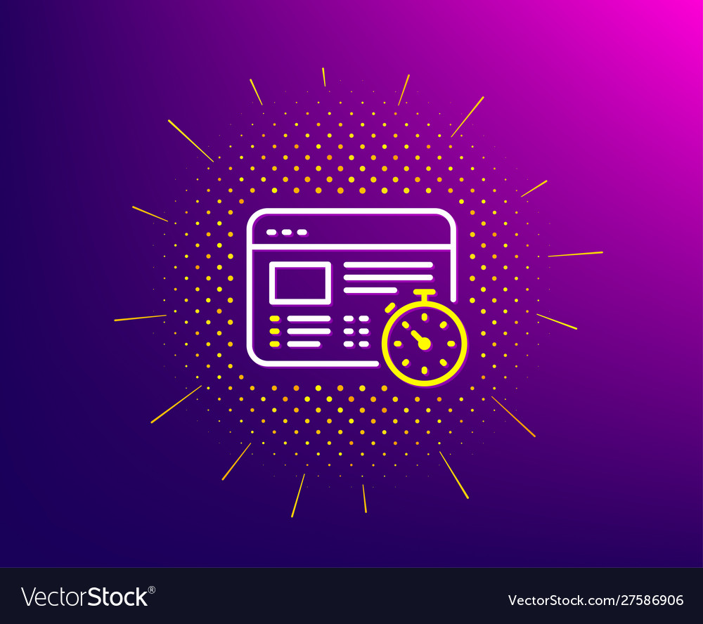 Web timer line icon online quiz test sign