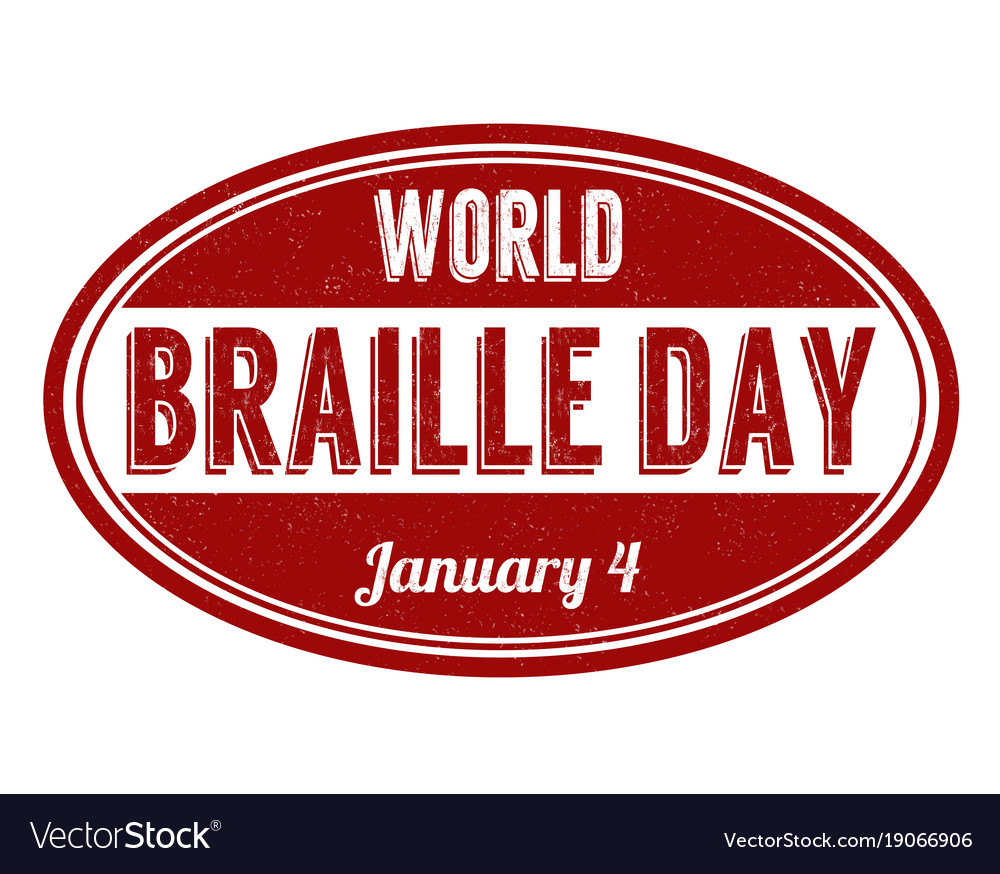 World braille day grunge rubber stamp