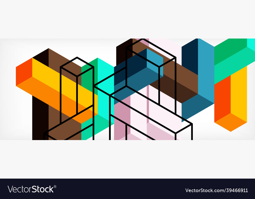 Abstract background 3d cubes cubic elements vector image Abstract background 3d cubes cubic elements