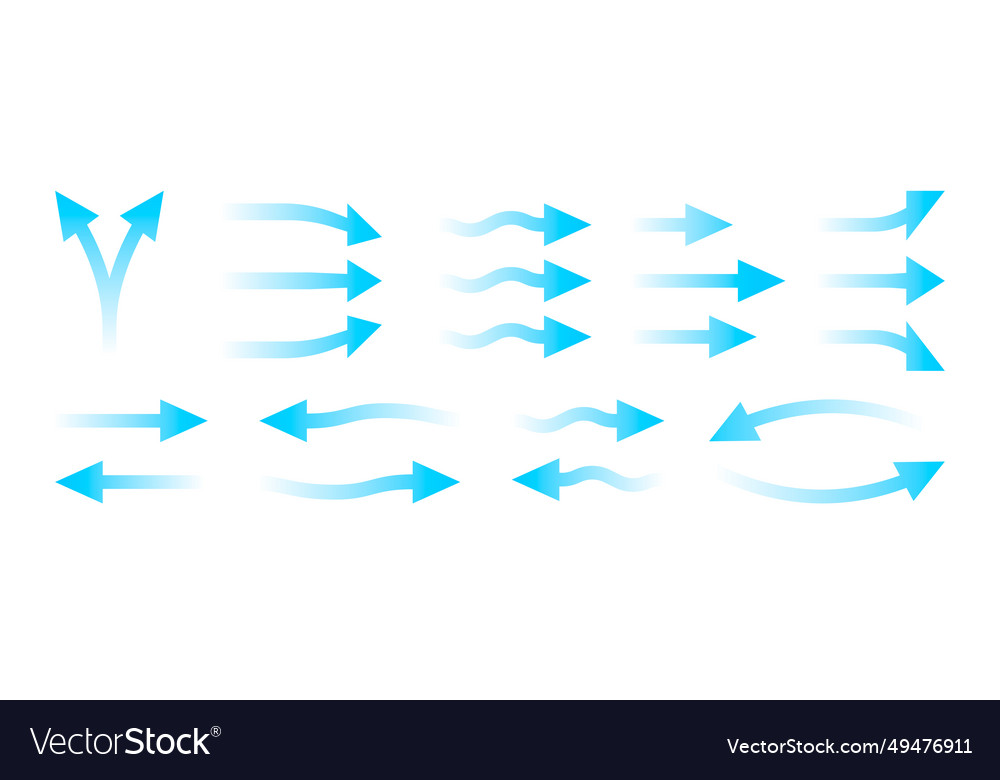 Air flow icons set of conditioner stream Vector Image