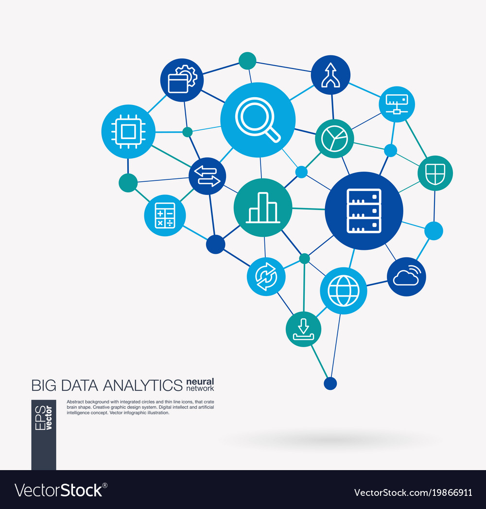 Bigdata analytics research big data info center Vector Image