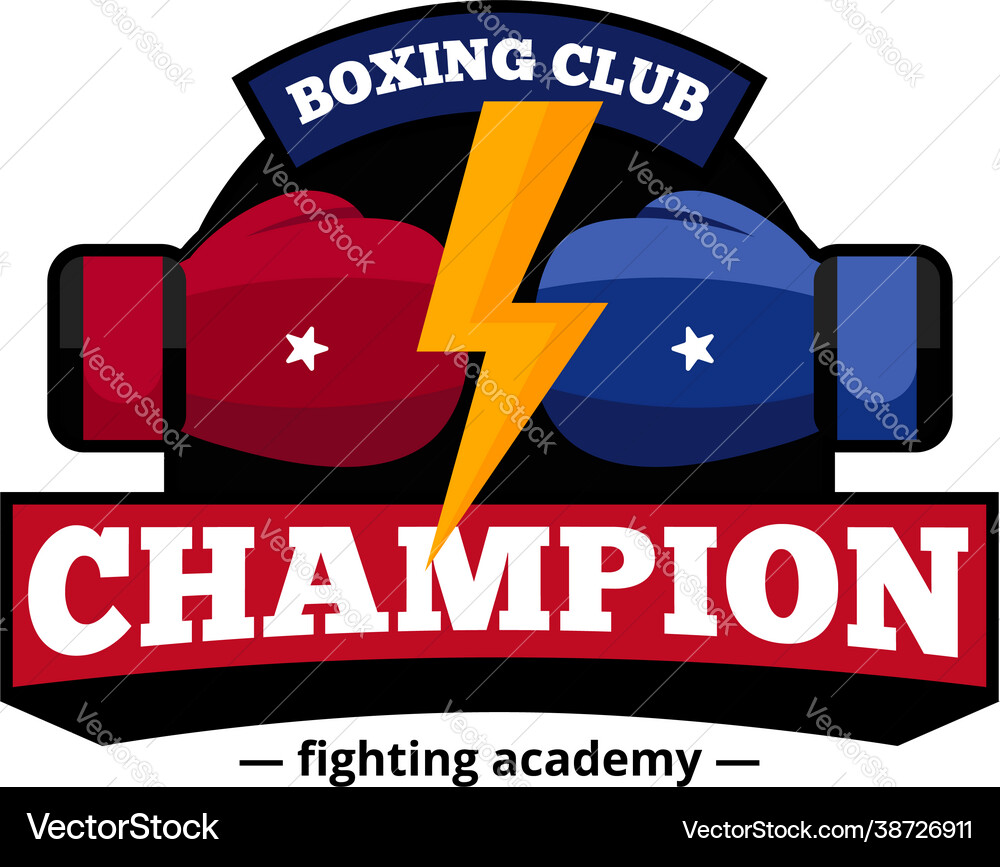 Boxing club logo design flat icon Royalty Free Vector Image
