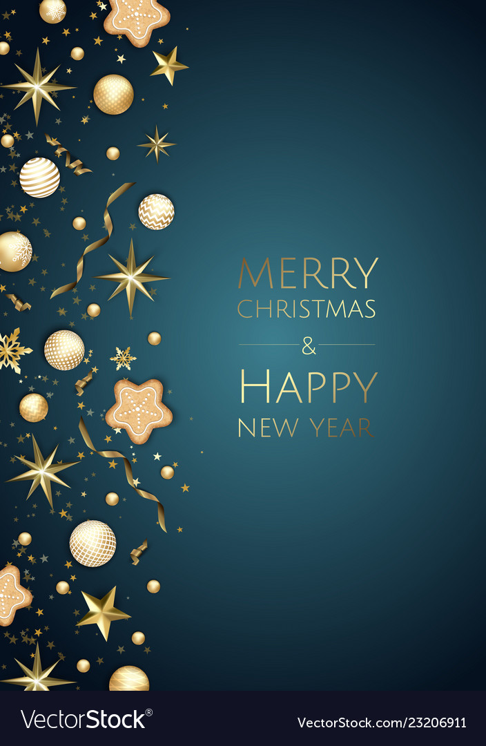 Christmas bright background with golden xmas Vector Image