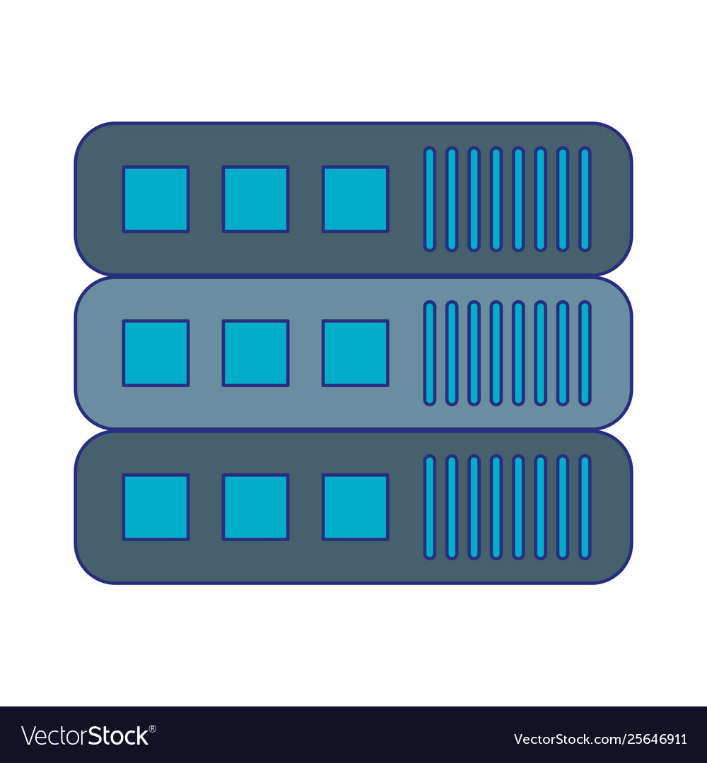 Database server technology symbol isolated blue