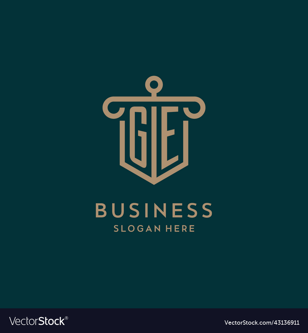 Ge monogram initial logo design with shield Vector Image Ge monogram initial logo design with shield