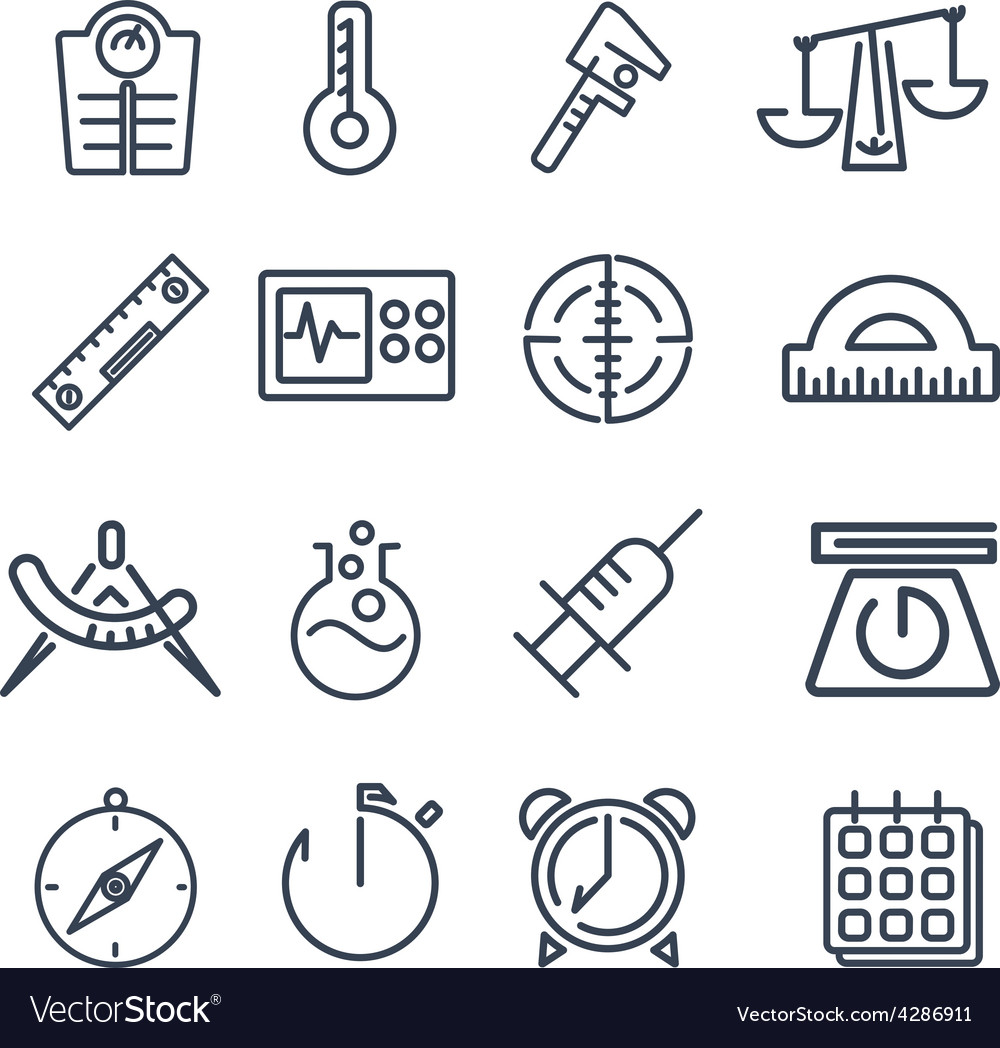 Measurement tools icon pack Royalty Free Vector Image