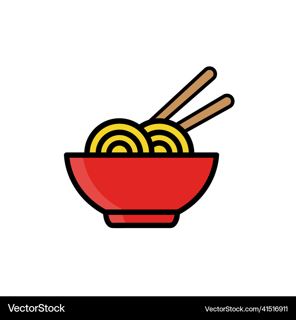 Noodle icon filled outline style design Royalty Free Vector