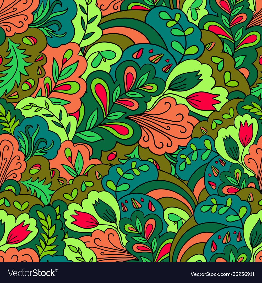 Seamless pattern with vintage plants elements Vector Image