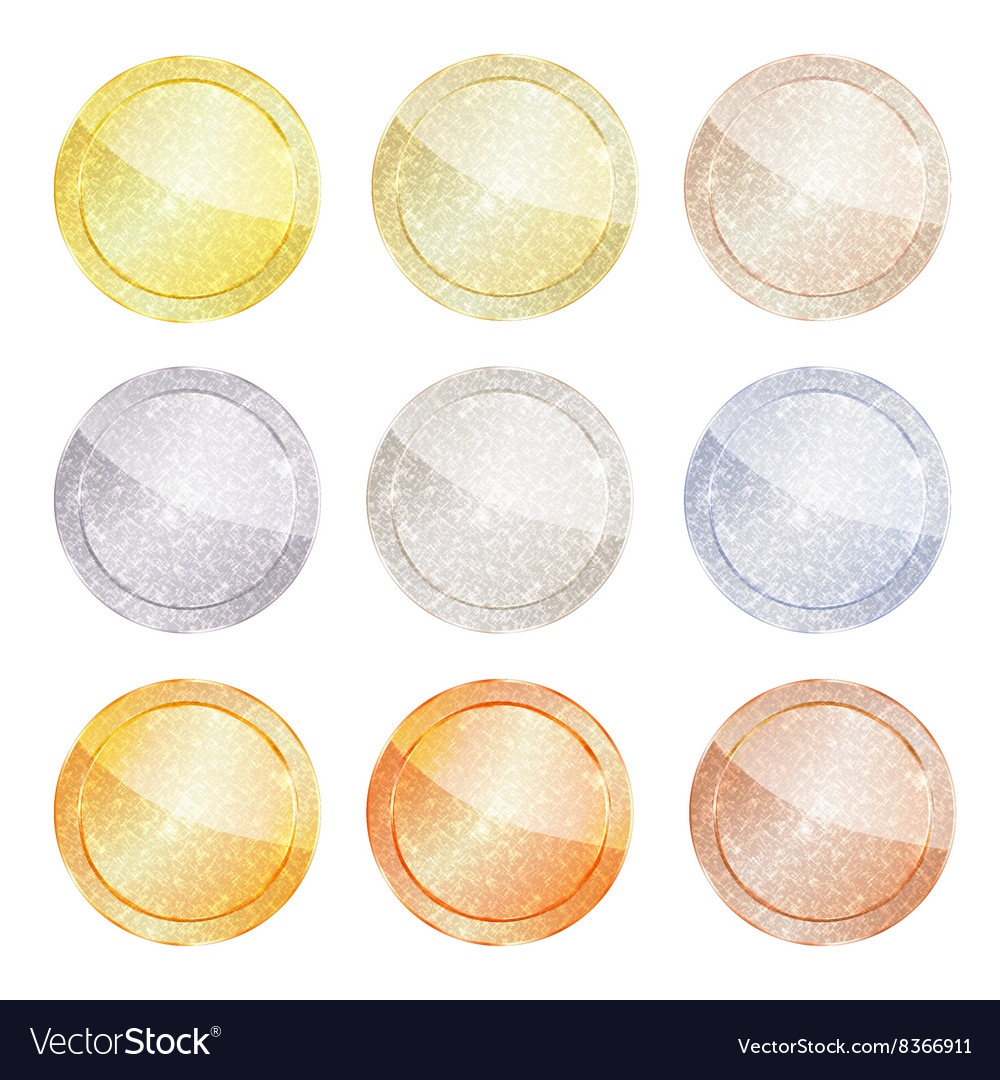 Set of polished round shiny disks from platinum