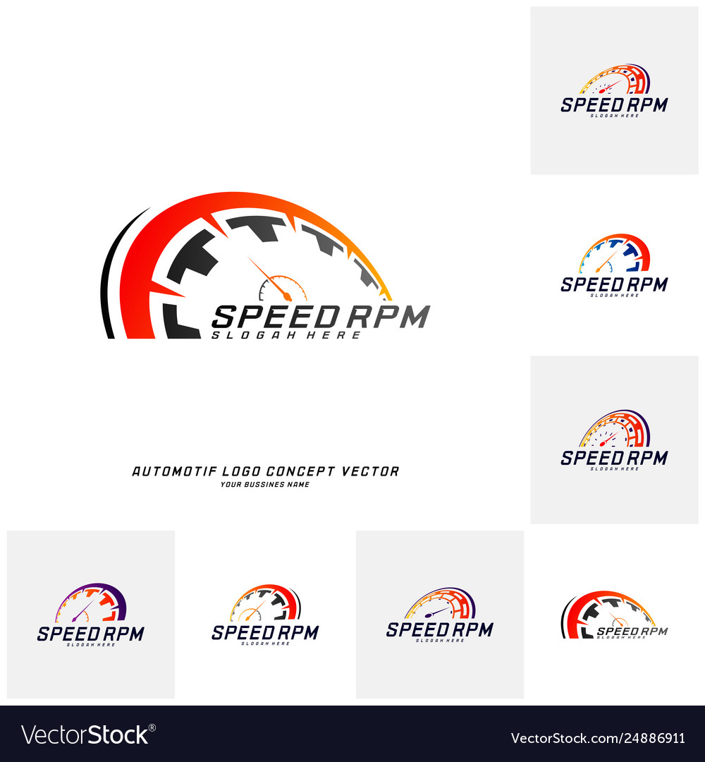 Set speed logo design fast speedometer Vector Image Set speed logo design fast speedometer