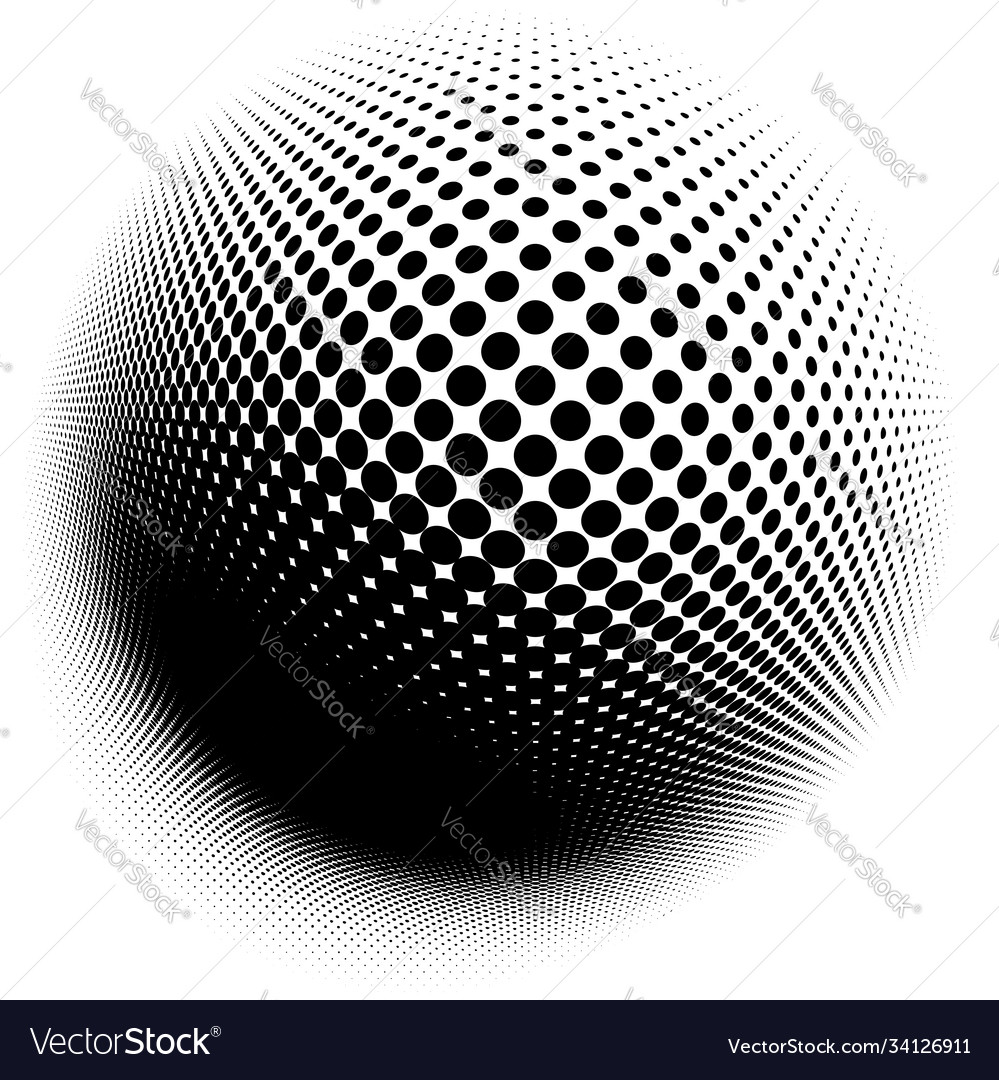 Spherical distortion halftone dots element orb Vector Image Spherical distortion halftone dots element orb
