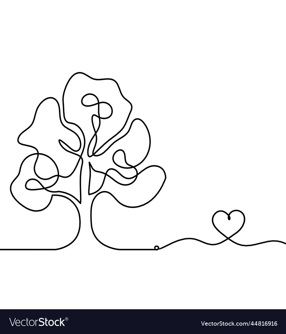 Abstract tree with heart as line drawing