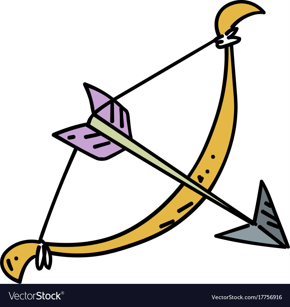 Download Bow and arrow cartoon hand drawn image Royalty Free Vector