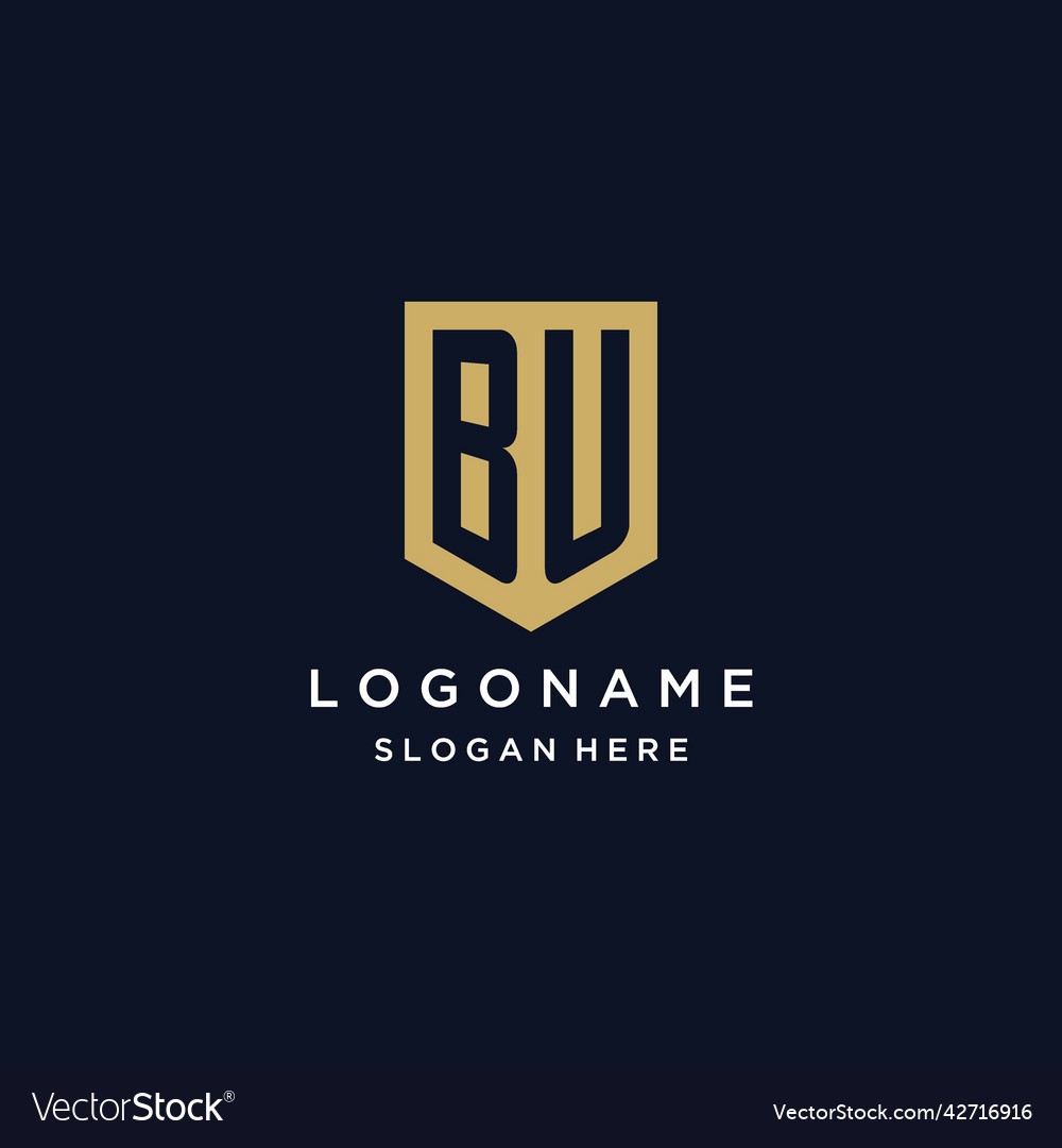 Bu monogram initials logo design with shield icon