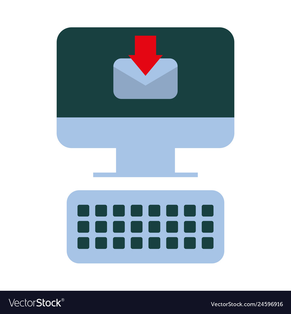 Desktop computer with envelope isolated icon