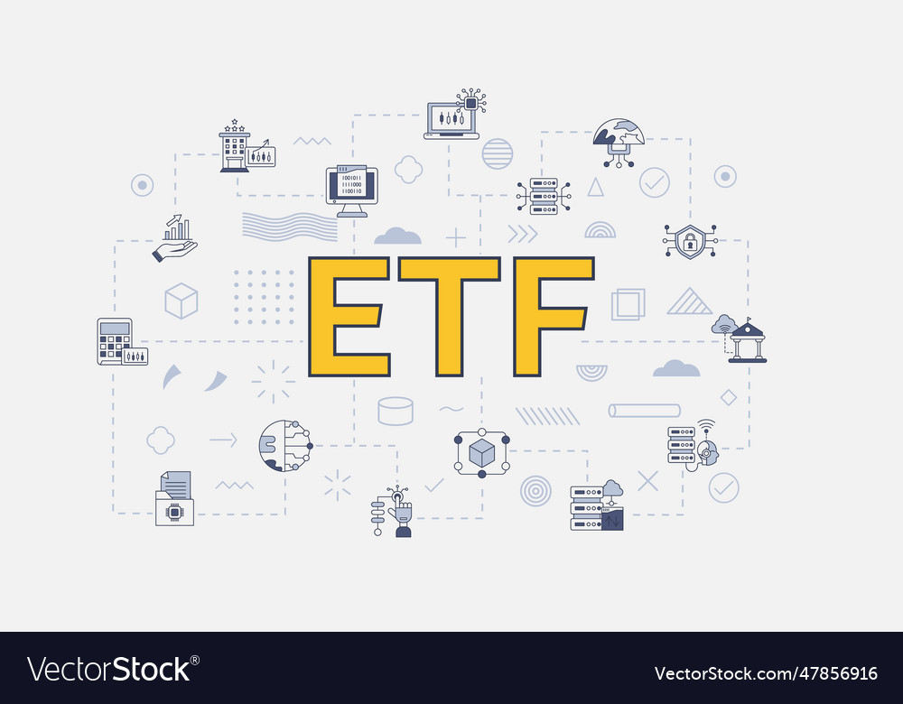 Etf exchange traded fund concept with icon set