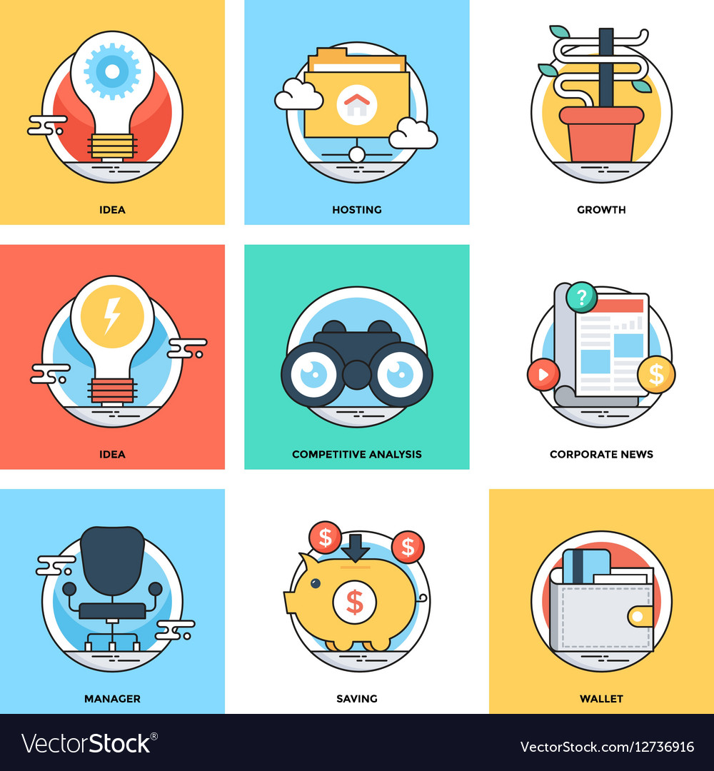 Flat color line design concepts icons 15