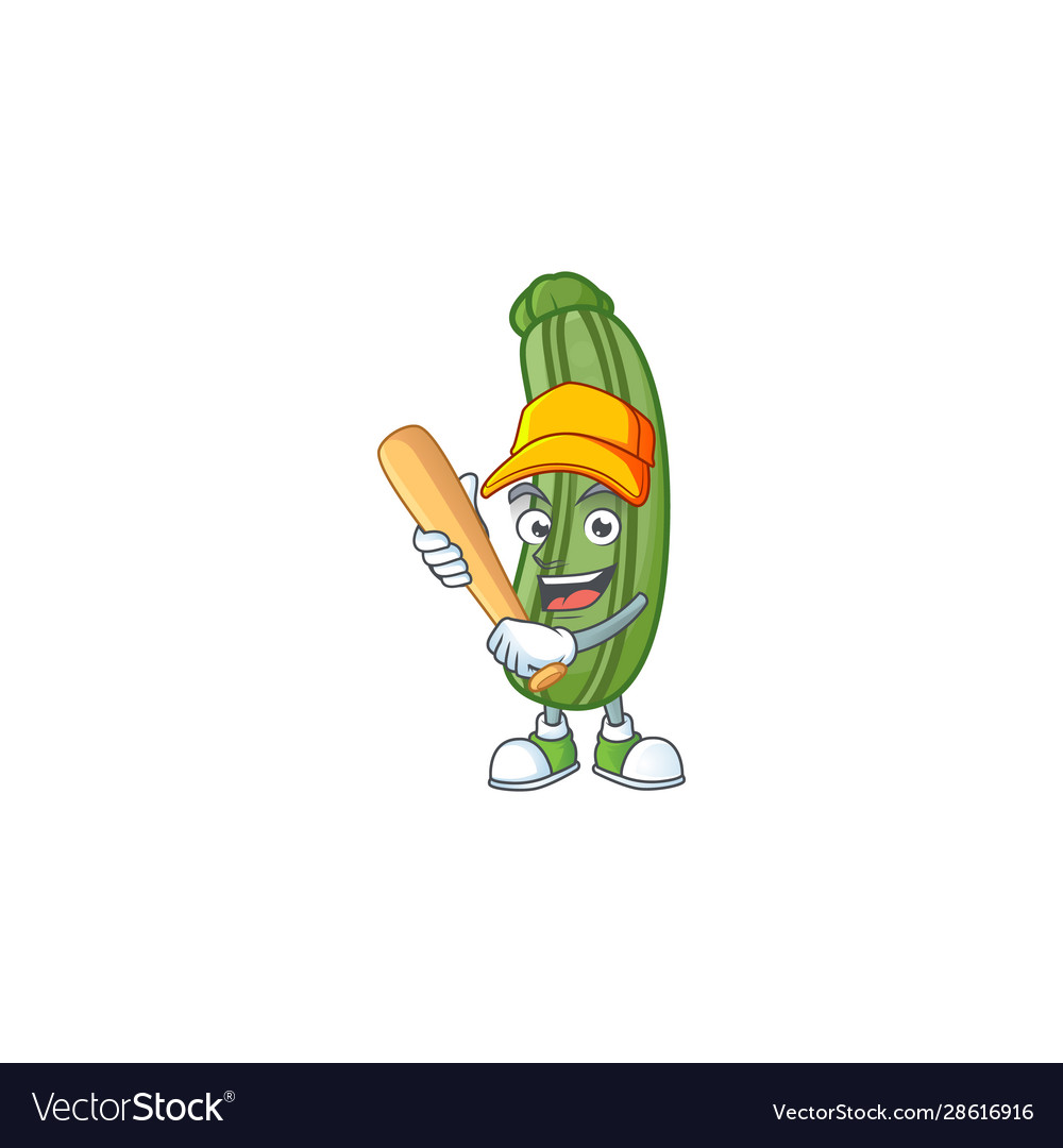 Funny smiling zucchini cartoon mascot