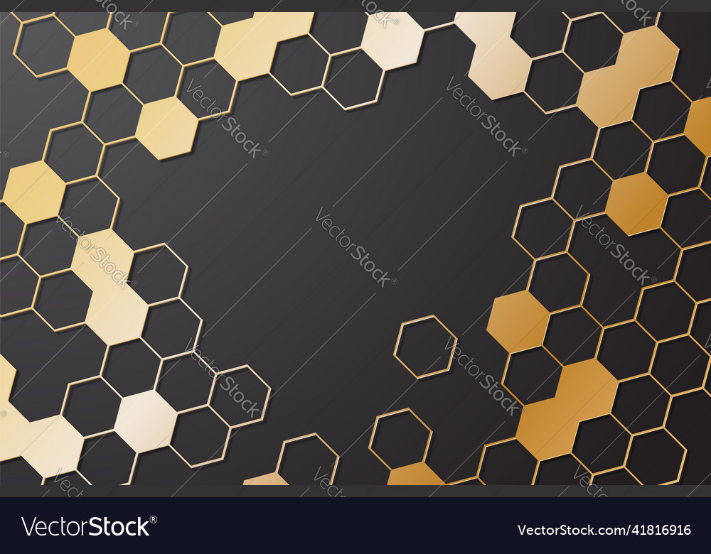Gold hexagon pattern on black background