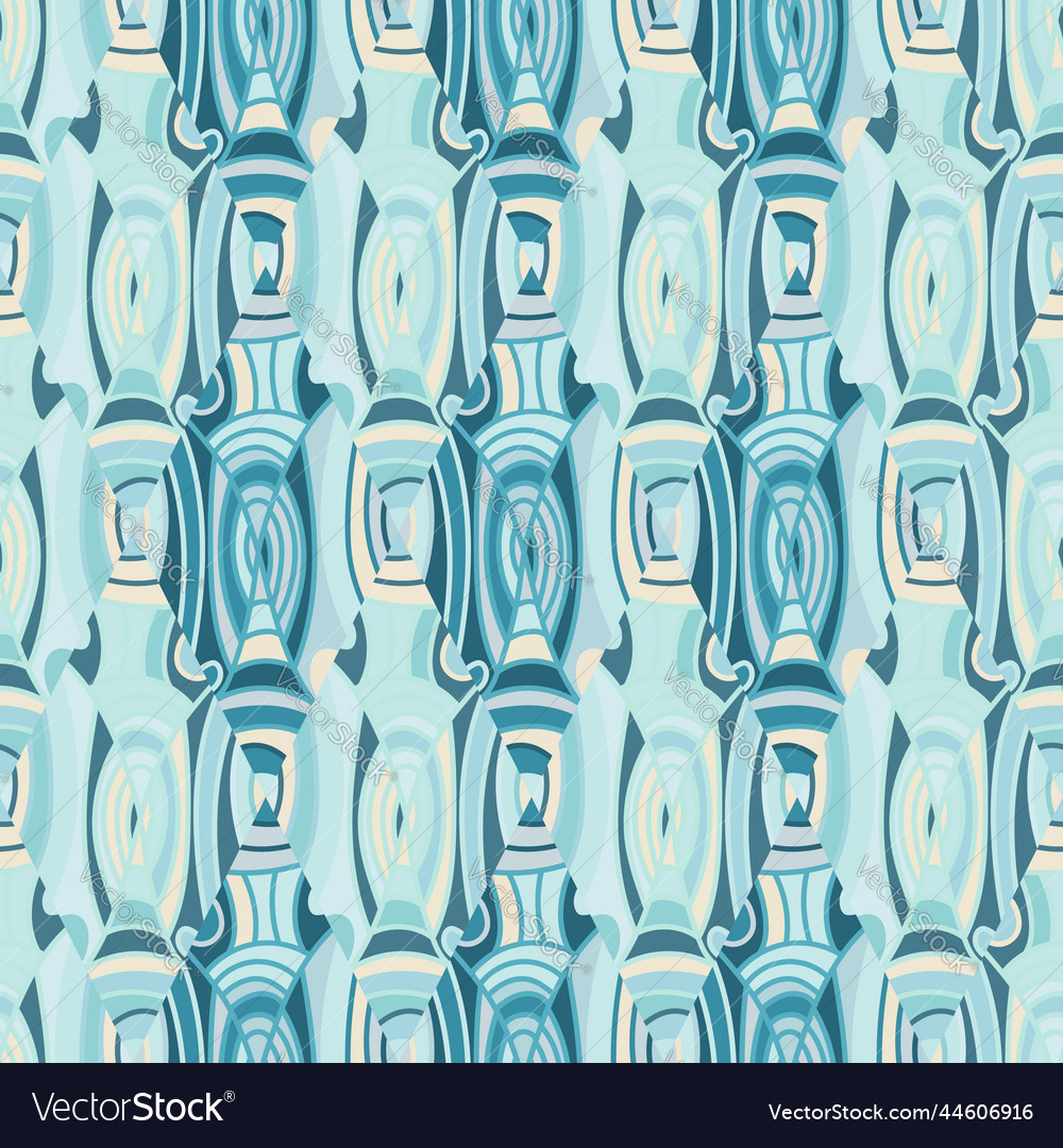 Hand drawn linear seamless pattern outline waves vector image Hand drawn linear seamless pattern outline waves