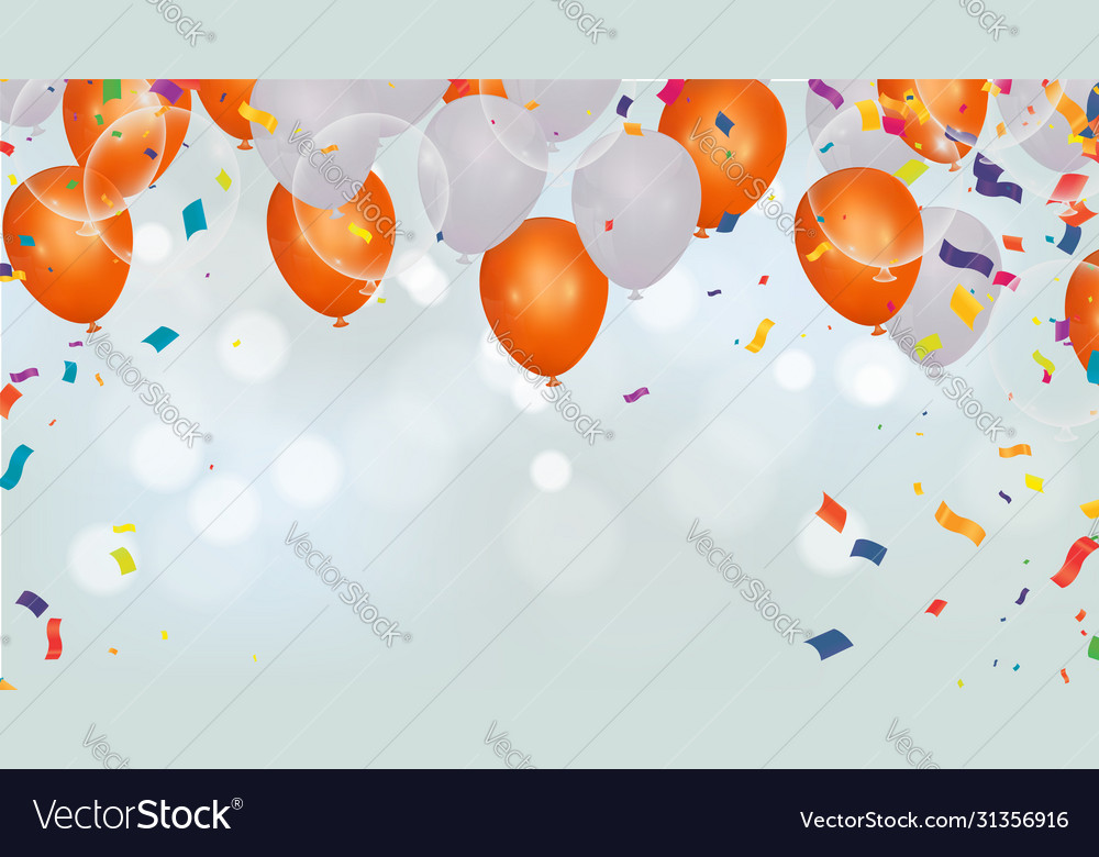 Happy birthday card with red balloons party vector image Happy birthday card with red balloons party